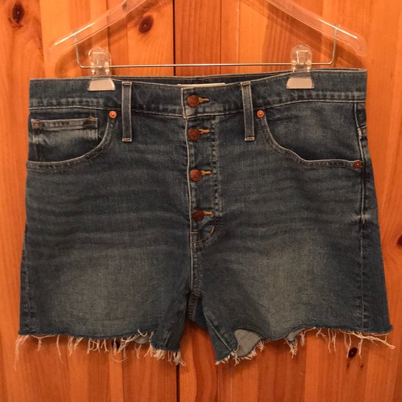 Madewell Buttonfly High-Rise Denim Shorts - Picture 1 of 7